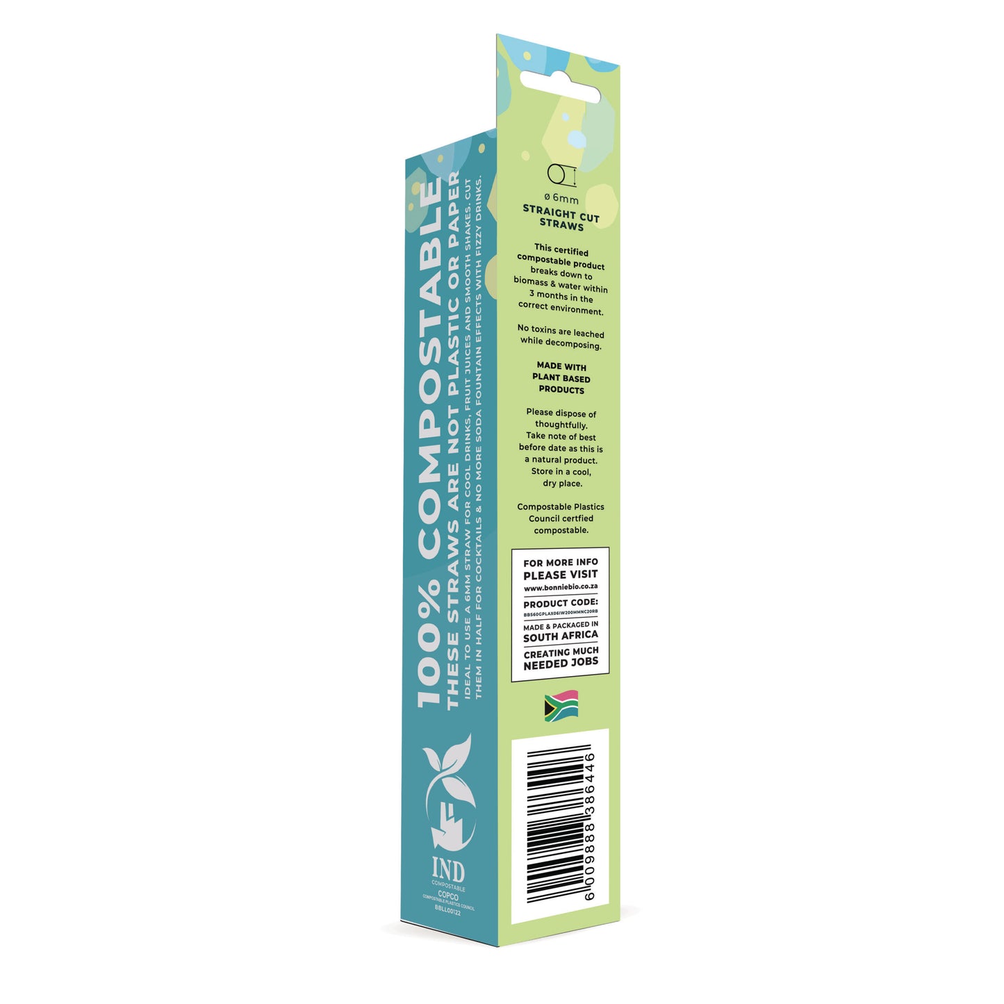 COMPOSTABLE STRAWS STANDARD SIZE - 6mm