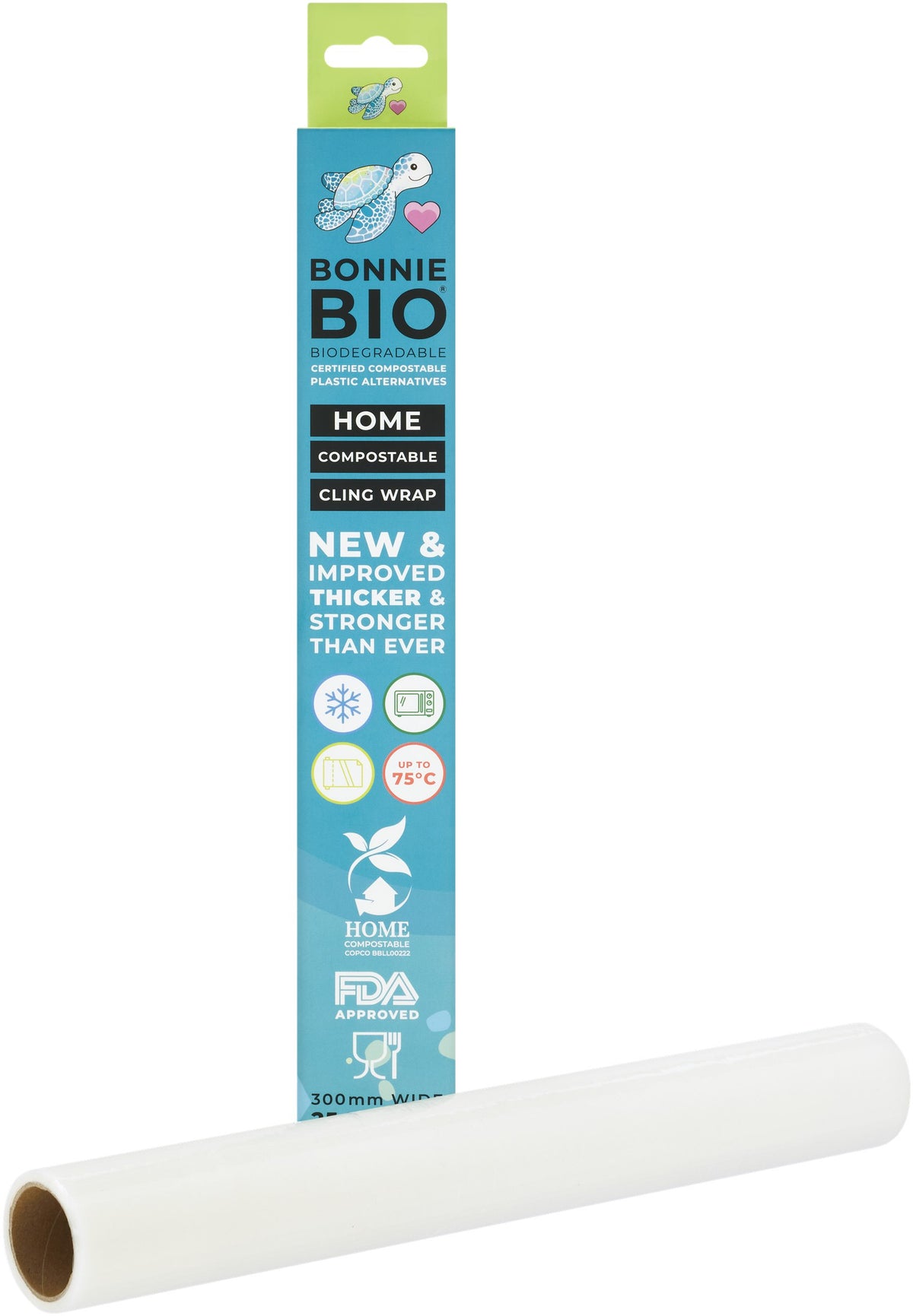 Bonnie Bio Home Compostable Cling Wrap box with the 25 m roll